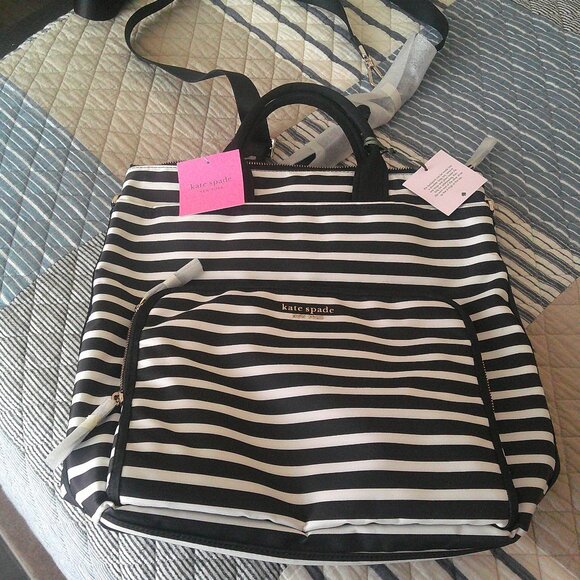 Kate Spade Sam the little Nylon Convertible Backpack ~NWT~ Black & White striped main image 5